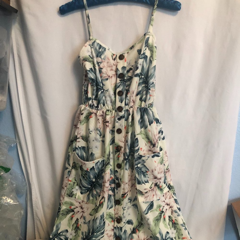 Dress Boho Floral Midi Spaghetti Strap Loose Dress Small